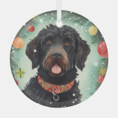 Portugese Waterhond Kerstmis Glas Ornament (Voorkant)