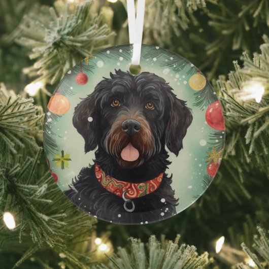 Portugese Waterhond Kerstmis Glas Ornament (Insitu)