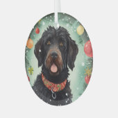 Portugese Waterhond Kerstmis Glas Ornament (Voorkant links)