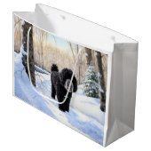 Portugese waterhond laat het sneeuwen Kerstmis Groot Cadeauzakje (Voorkant Gekanteld)