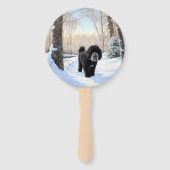 Portugese waterhond laat het sneeuwen Kerstmis Handwaaier (Achterkant)