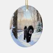 Portugese waterhond laat het sneeuwen Kerstmis Keramisch Ornament (Rechts)