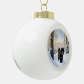 Portugese waterhond laat het sneeuwen Kerstmis Keramische Bal Ornament (Links)