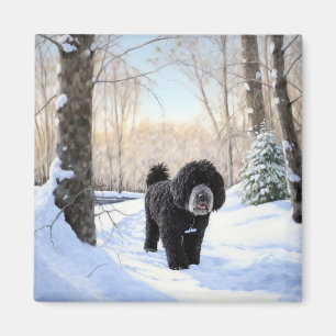 Portugese waterhond laat het sneeuwen Kerstmis Magneet