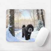 Portugese waterhond laat het sneeuwen Kerstmis Muismat (Met muis)