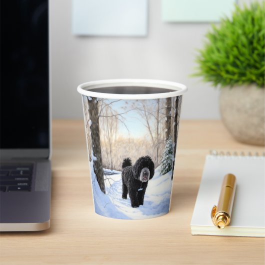 Portugese waterhond laat het sneeuwen Kerstmis Papieren Bekers (Insitu)