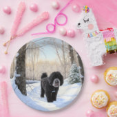 Portugese waterhond laat het sneeuwen Kerstmis Papieren Bordje (Feest)