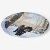 Portugese waterhond laat het sneeuwen Kerstmis Papieren Bordje (Gekanteld)