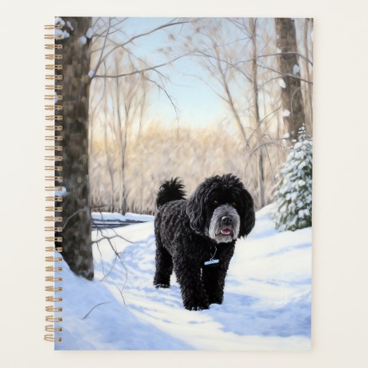 Portugese waterhond laat het sneeuwen Kerstmis Planner (Voorkant)