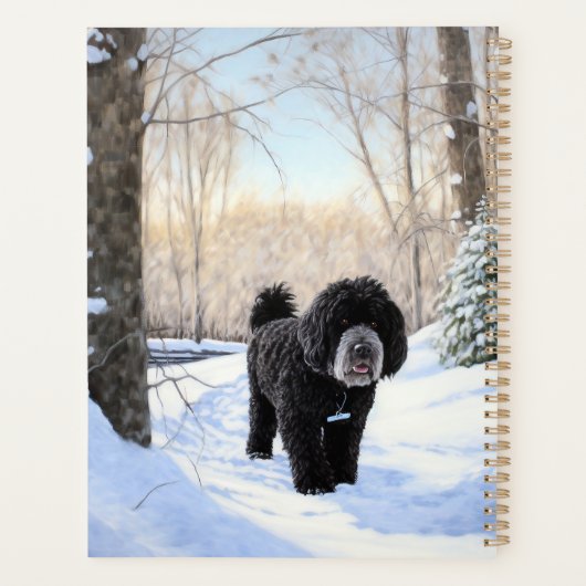 Portugese waterhond laat het sneeuwen Kerstmis Planner (Achterkant)