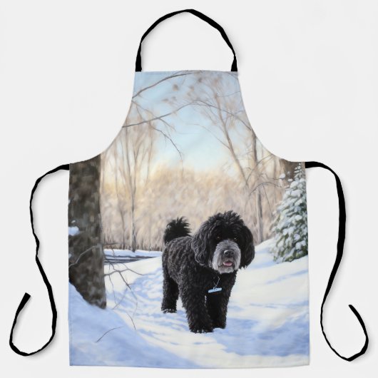 Portugese waterhond laat het sneeuwen Kerstmis Schort (Voorkant)