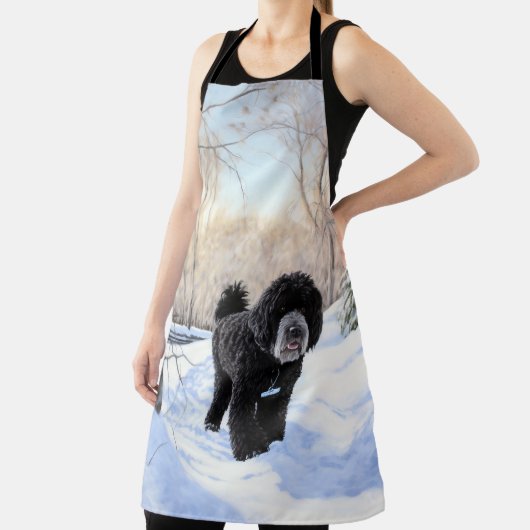 Portugese waterhond laat het sneeuwen Kerstmis Schort (Insitu)