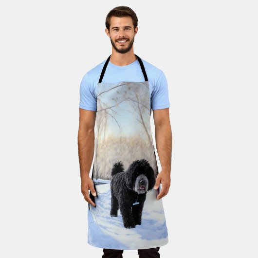 Portugese waterhond laat het sneeuwen Kerstmis Schort (Gedragen)