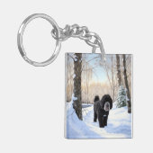 Portugese waterhond laat het sneeuwen Kerstmis Sleutelhanger (Voorkant Links)