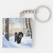 Portugese waterhond laat het sneeuwen Kerstmis Sleutelhanger (Achterkant)