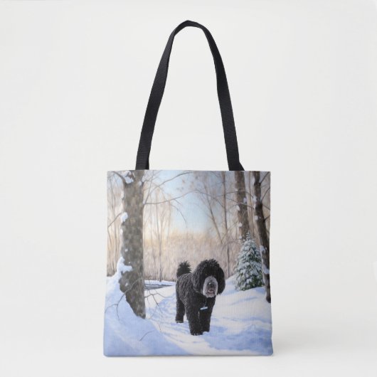 Portugese waterhond laat het sneeuwen Kerstmis Tote Bag (Voorkant)