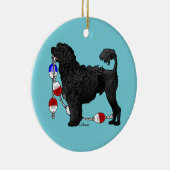 Portugese waterhond met drijflijn keramisch ornament (Rechts)