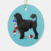 Portugese waterhond met drijflijn keramisch ornament (Links)