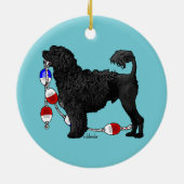 Portugese waterhond met drijflijn keramisch ornament (Achterkant)