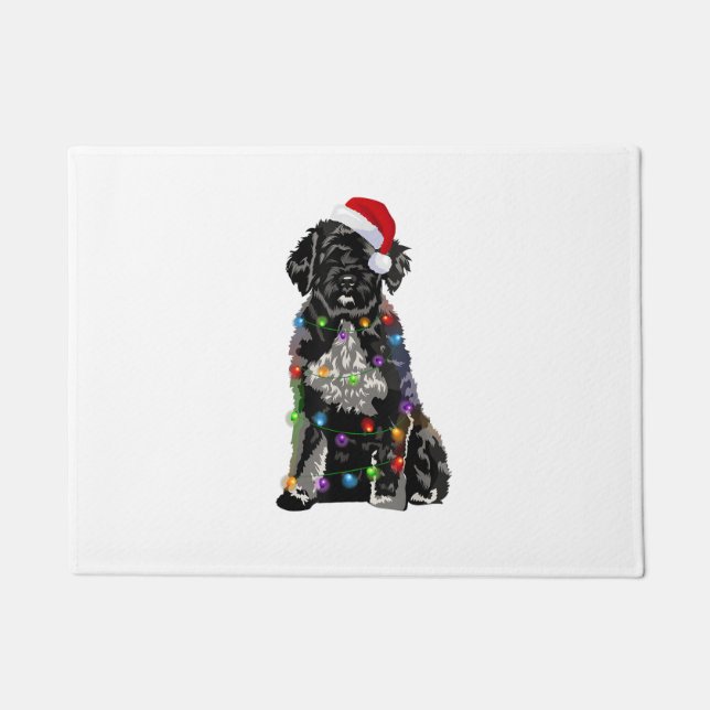Portugese waterhond met kerstlampjes deurmat (Voorkant)