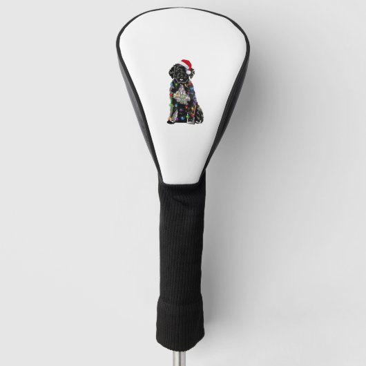 Portugese waterhond met kerstlampjes golfheadcover (Voorkant)