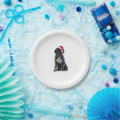 Portugese waterhond met kerstlampjes papieren bordje (Feest)