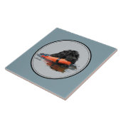 Portugese waterhond met Oranje bumper Tegeltje (Zijkant)