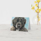 Portugese Waterhond Originele Kunst Notecard Kaart (Gele Bloem)