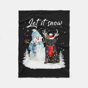 Portugese Waterhond Santa Dog Christmas Snowman X Fleece Deken