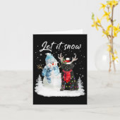 Portugese Waterhond Santa Dog Christmas Snowman X Kaart (Gele Bloem)