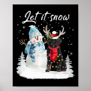 Portugese Waterhond Santa Dog Christmas Snowman X Poster