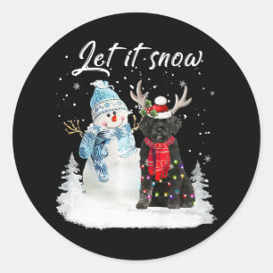 Portugese Waterhond Santa Dog Christmas Snowman X Ronde Sticker