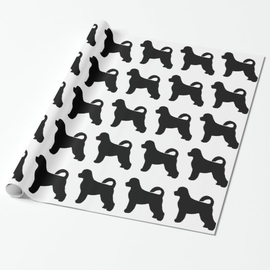 portugese waterhond silhouette cadeaupapier (Uitgerold)