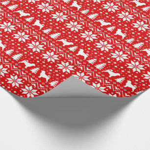 Portugese waterhond Silhouettes kerstrood Cadeaupapier