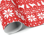 Portugese waterhond Silhouettes kerstrood Cadeaupapier (Rol Hoek)