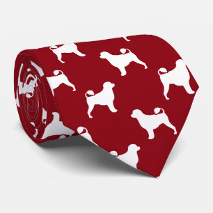 Portugese waterhond Silhouettes Pattern Red Stropdas