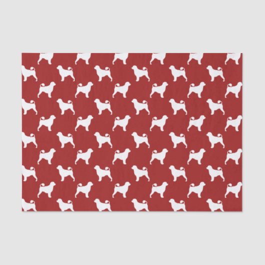 Portugese waterhond Silhouettes Pattern Red Tissuepapier (Voorkant)