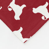 Portugese waterhond Silhouettes Red en White Fleece Deken (Hoek)