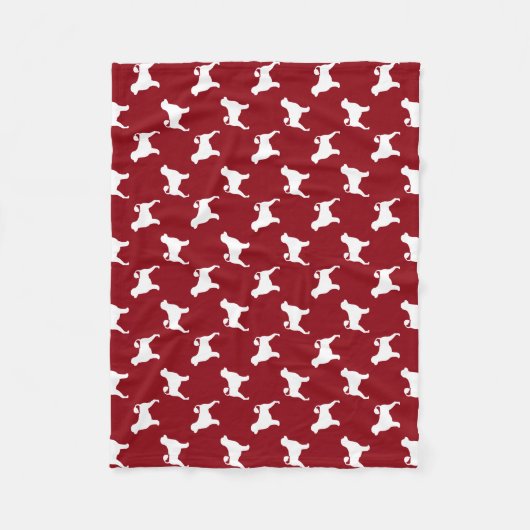 Portugese waterhond Silhouettes Red en White Fleece Deken (Voorkant)