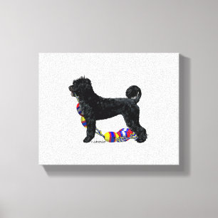 Portugese Waterhond Staande met Float Line Canvas Afdruk