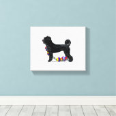 Portugese Waterhond Staande met Float Line Canvas Afdruk (Insitu (Houten vloer))