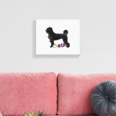 Portugese Waterhond Staande met Float Line Canvas Afdruk (Insitu (Woonkamer))