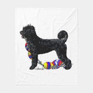 Portugese Waterhond Staande met Float Line Fleece Deken