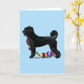 Portugese Waterhond Staande met Float Line Kaart (Gele Bloem)