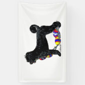 Portugese Waterhond Staande met Float Line Spandoek (Verticaal)