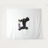 Portugese Waterhond Staande met Float Line Wandkleed (Voorkant (horizontaal))