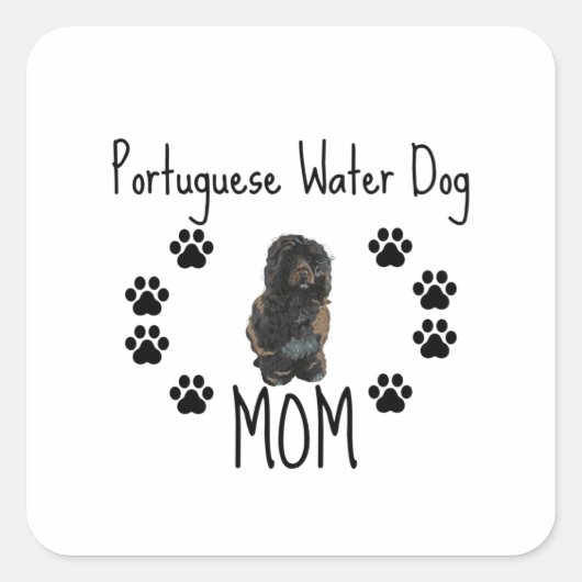 Portugese waterhond vierkante sticker (Voorkant)