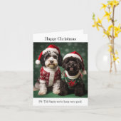 portugese waterhonden gelukkig kerstfeest Kaart (Gele Bloem)