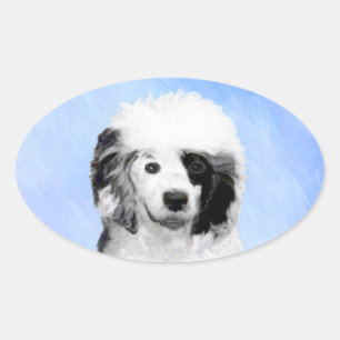 Portugese waterhondenschilderkunst - oorspronkelij ovale sticker
