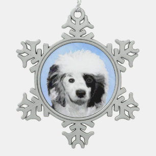 Portugese waterhondenschilderkunst - oorspronkelij tin sneeuwvlok ornament